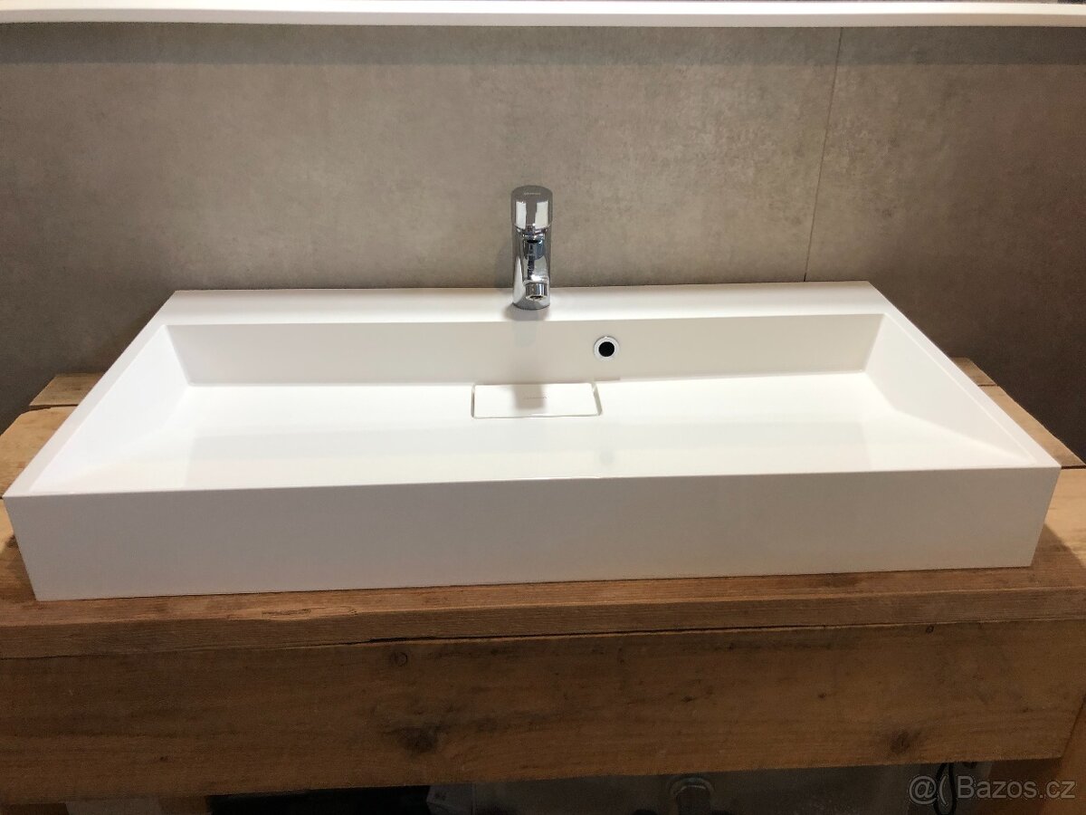 Umyvadlo SAPHO 90 cm litý mramor bílé