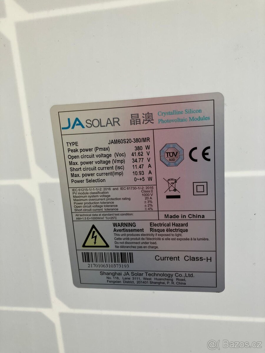 Solání FV panel 375W JA Solar