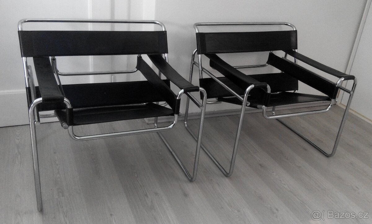 Ikonická designová křesla Wassily chair – sada dvou kusů.