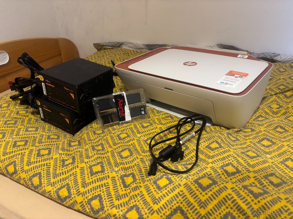 elektronika - ramky, 2x zdroj, tiskárna.