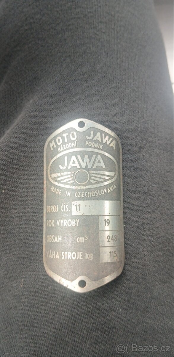 Originální neražený štítek jawa 250 pérák
