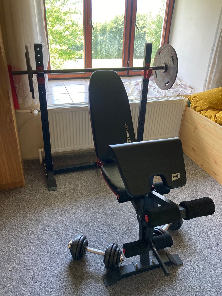 Posilovací lavice HopSport HS1095 + závaží