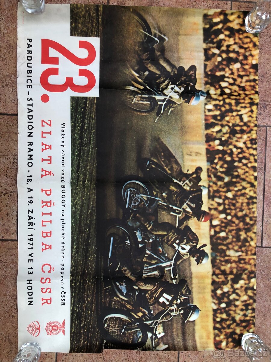 PLAKAT ZLATÁ PŘILBA PARDUBICE 1971 ,Jawa,ČZ,ESO
