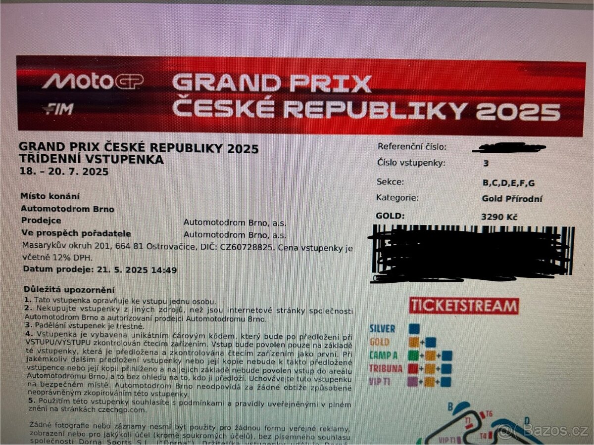 Vstupenky na MotoGP do Brna (2x)