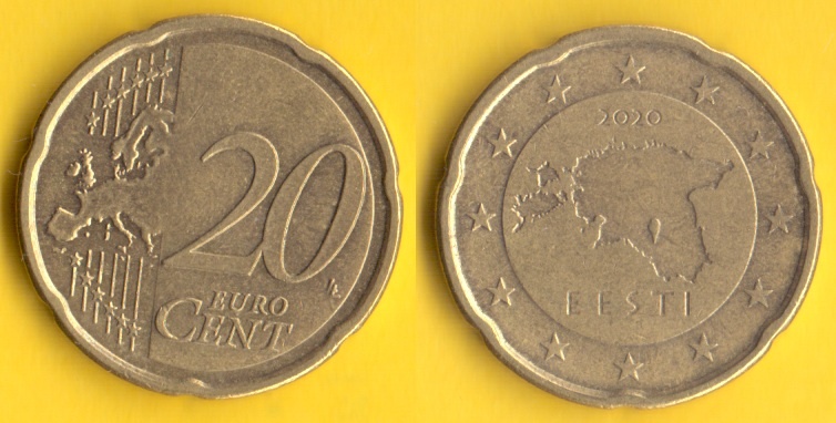 Euro mince Estonsko 20 centů 2020