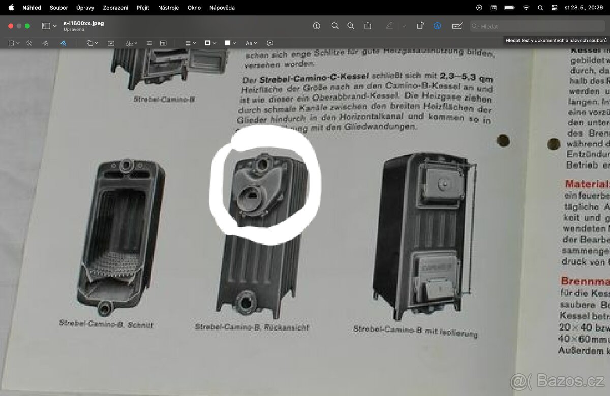 Litinová kamna kote. Strebel Camino