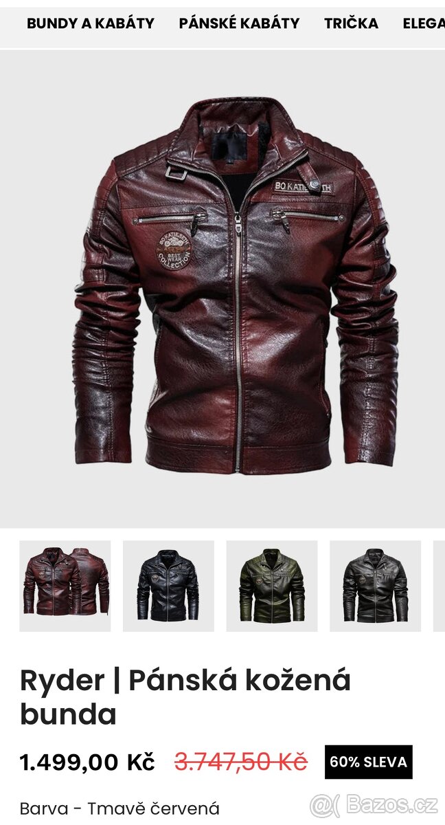 Pánská kožená bunda-motorkářská