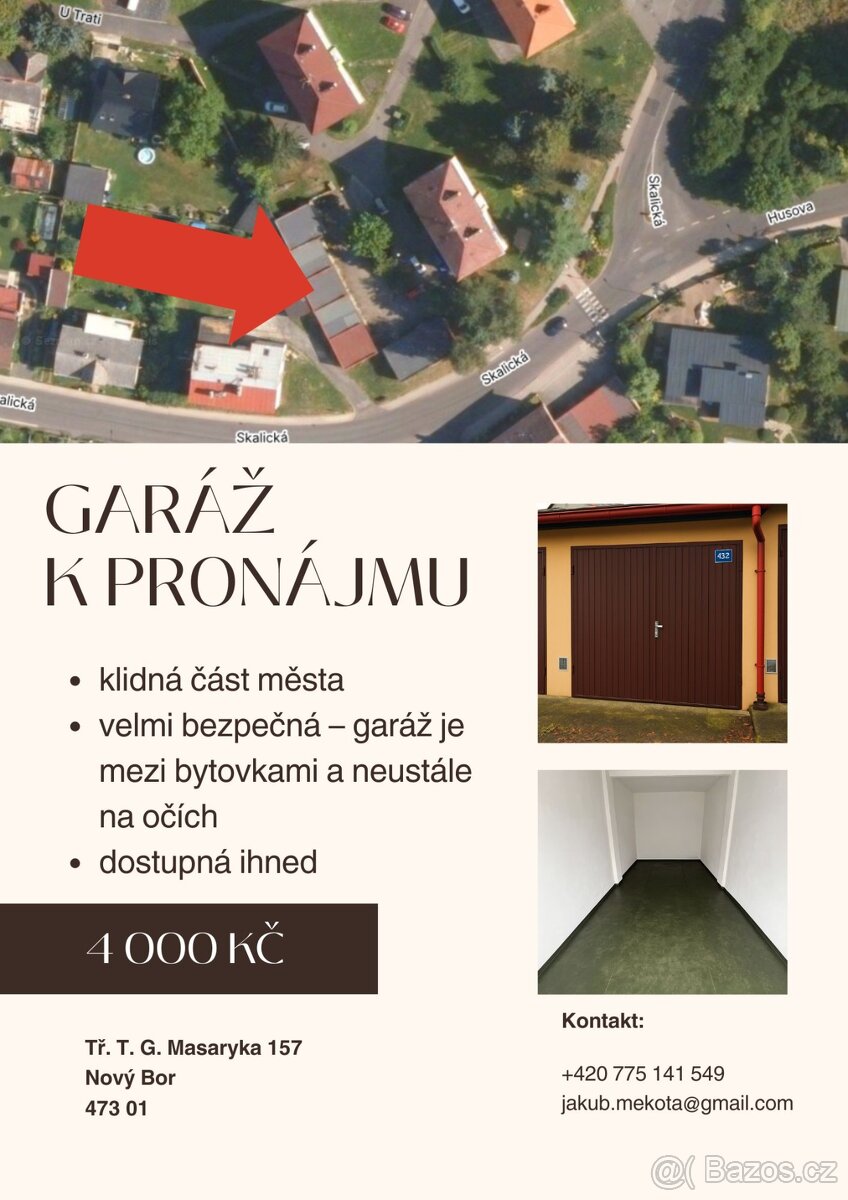 Pronájem bezpečné garáže v Novém Boru