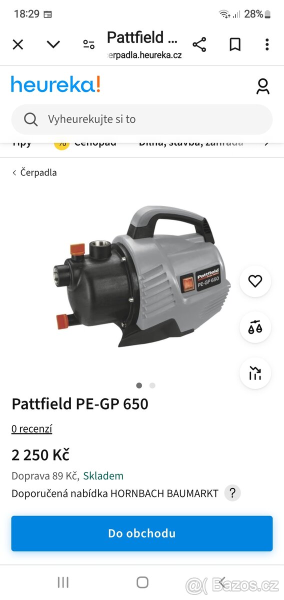 Zahradní čerpadlo patfield PE- GP 650