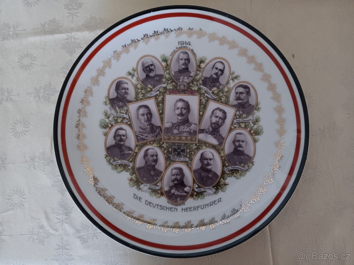 Obří porcelánová mísa - Franz Josef, Wihelm II., Rakousko U