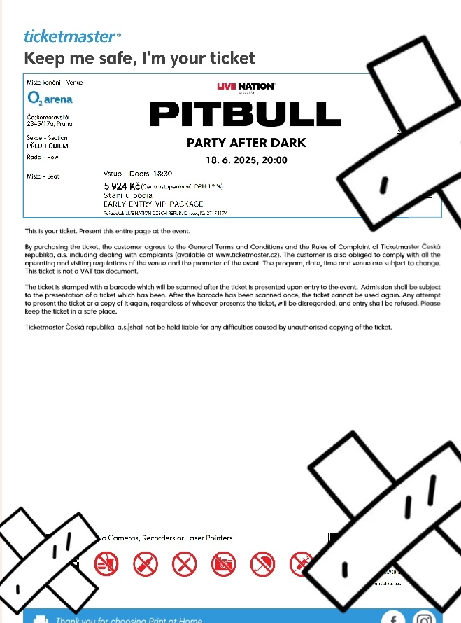 PITBULL PRAHA stání u pódia 4x