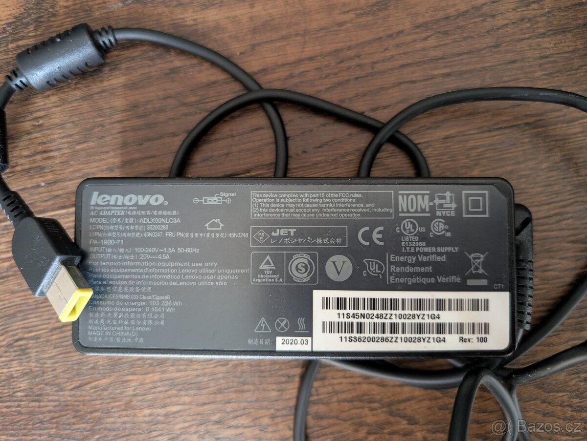 Lenovo adaptér 90W hranatý konektor. ThinkPad, IdeaPad,...