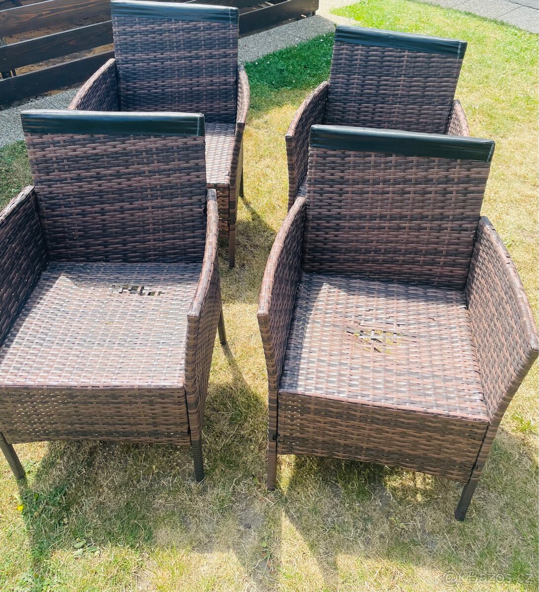 Zahradní ratanové židle 4ks hnědé