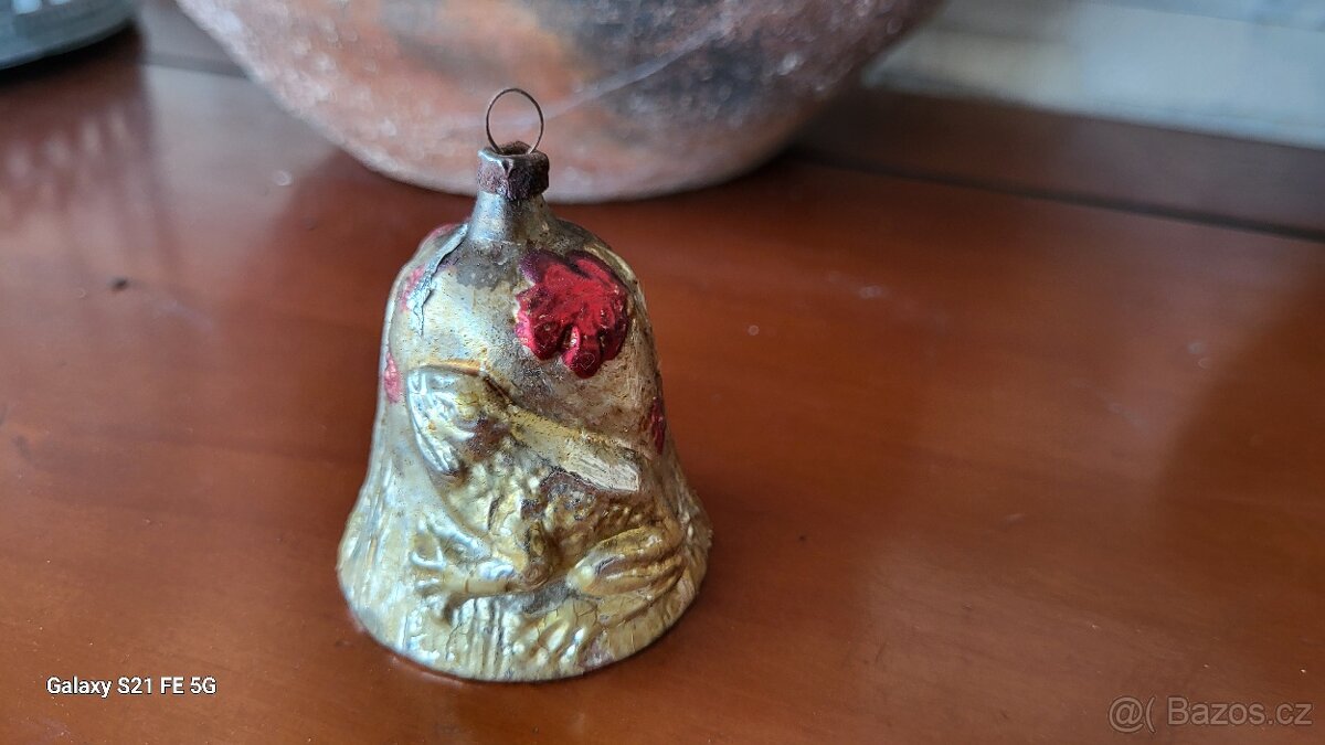 STAROŽITNÁ SKLENĚNÁ OZDOBA VINTAGE 30.LÉTA