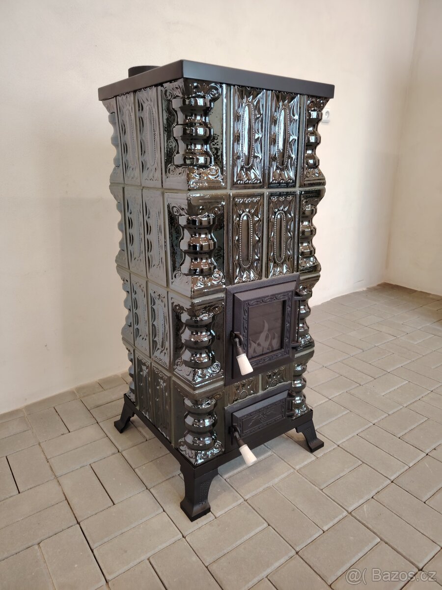 Kachlová kamna sporák Carmen s varnou deskou zelená