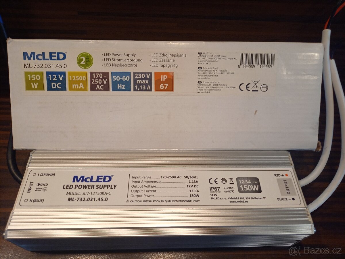McLED napájecí zdroj pro led pásky12V 150w