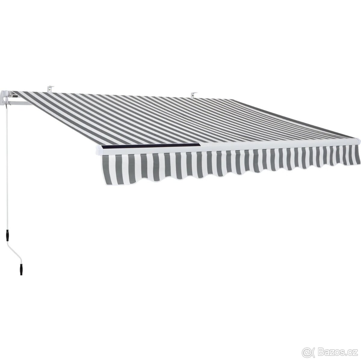 Zahradní markýza 300x200cm, LED osvětlením - šedobílá pruhov