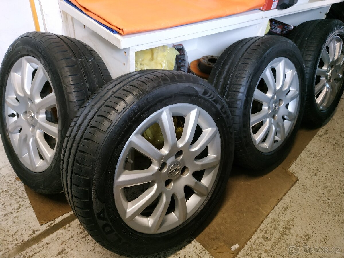 ALU kola Opel Astra Corsa 4x100 r16 Originál, pneu 205/55