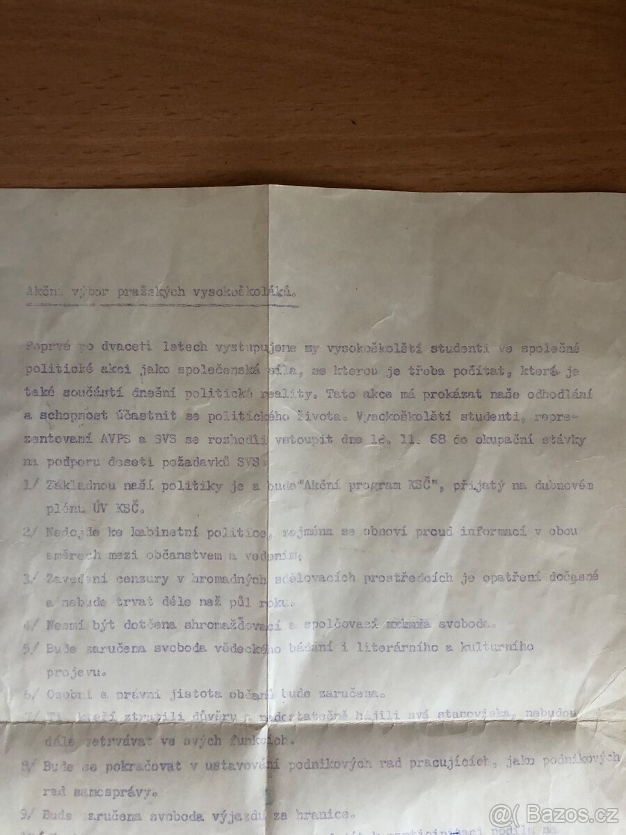 Dokument studentů, kontext 1968