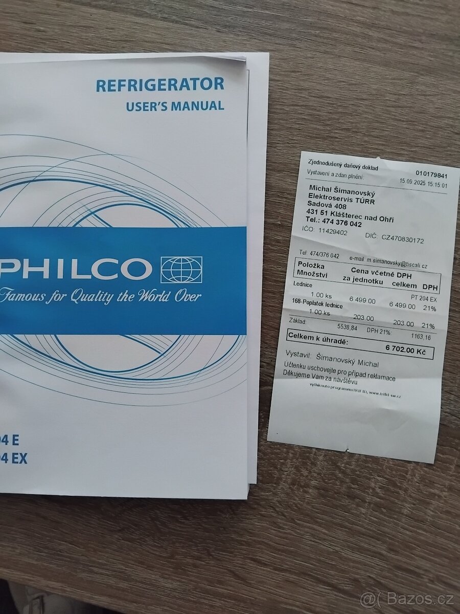 Prodám úplně novou lednici Philco