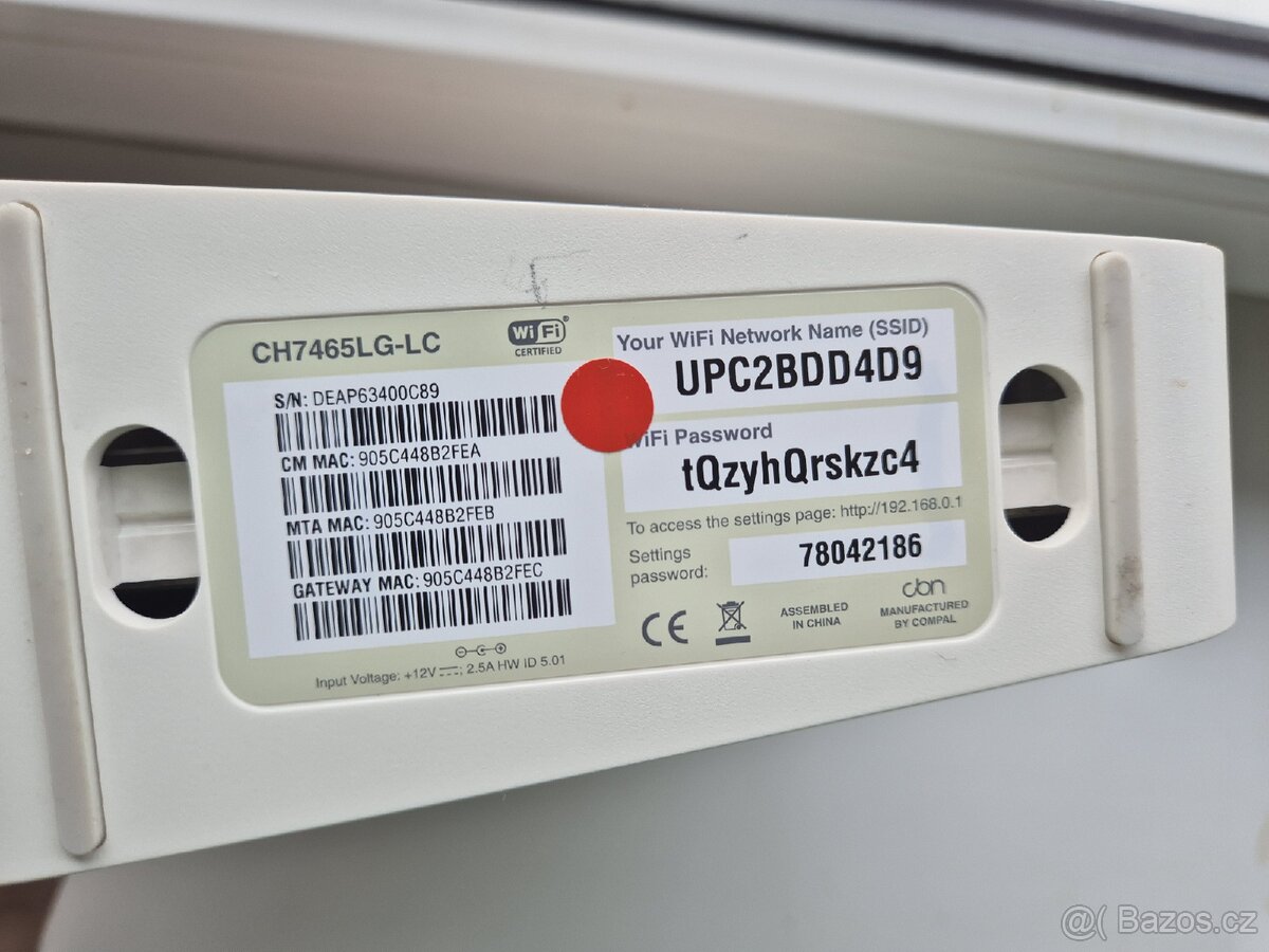 UPC connect box (wifi router)