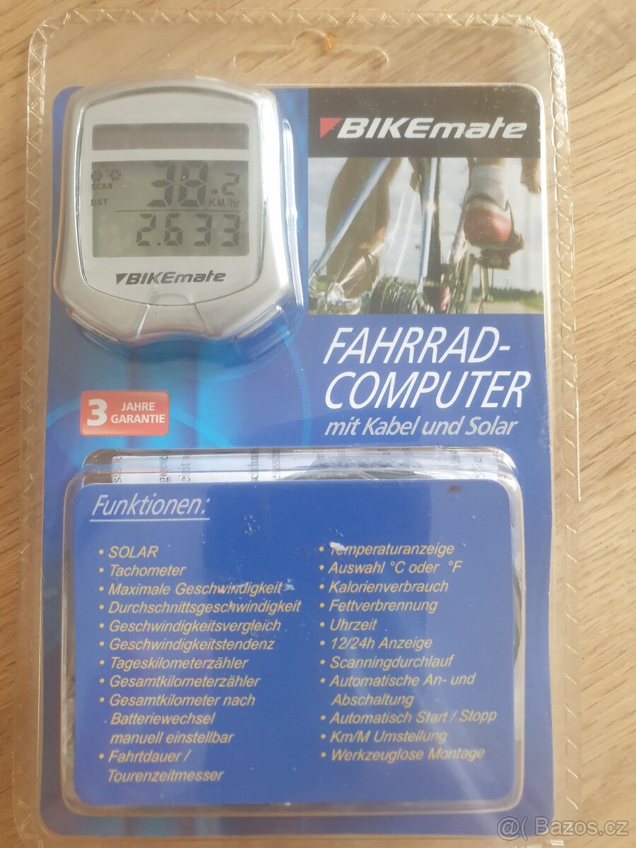 Cyklocomputer tachometr BIKEmate se solárním panelem kabeláž