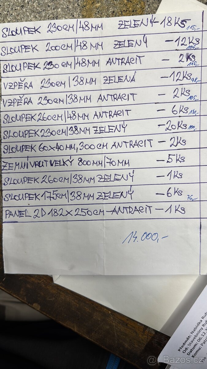 Oplocení, sloupky atd