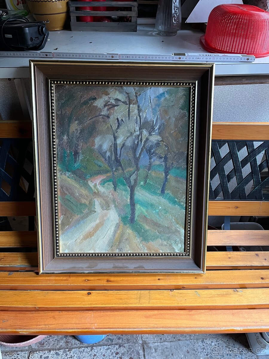 Obraz s motivem krajiny a stromů