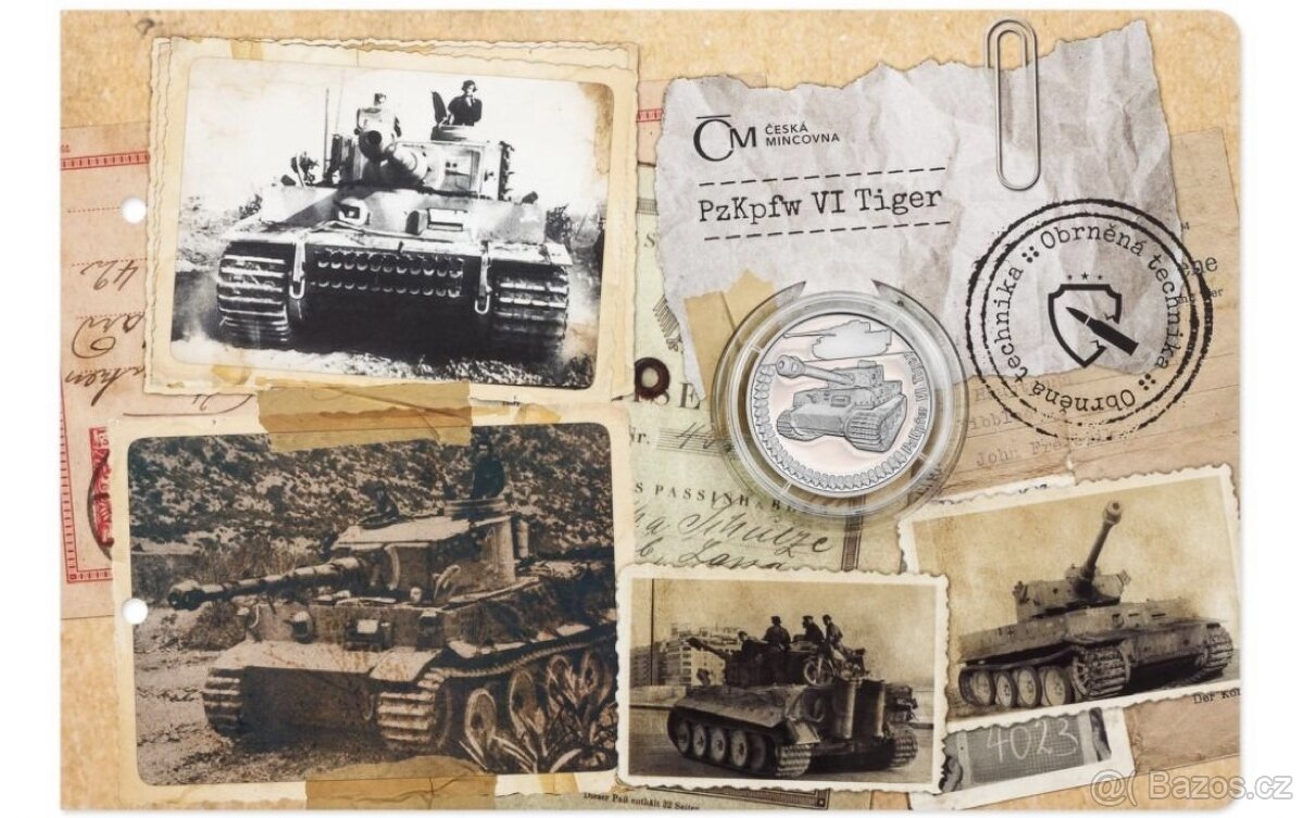 Obrněná technika - PzKpfw VI Tiger proof, stříbrná mince