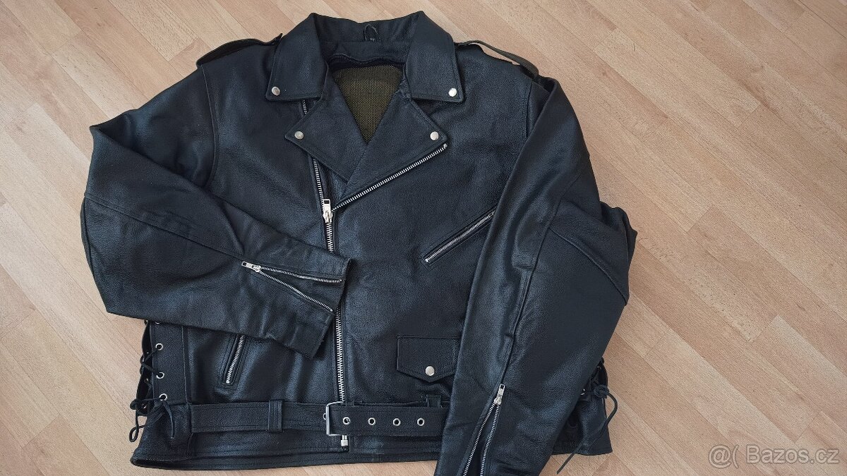 Kožená bunda 7XL na motorku chopper