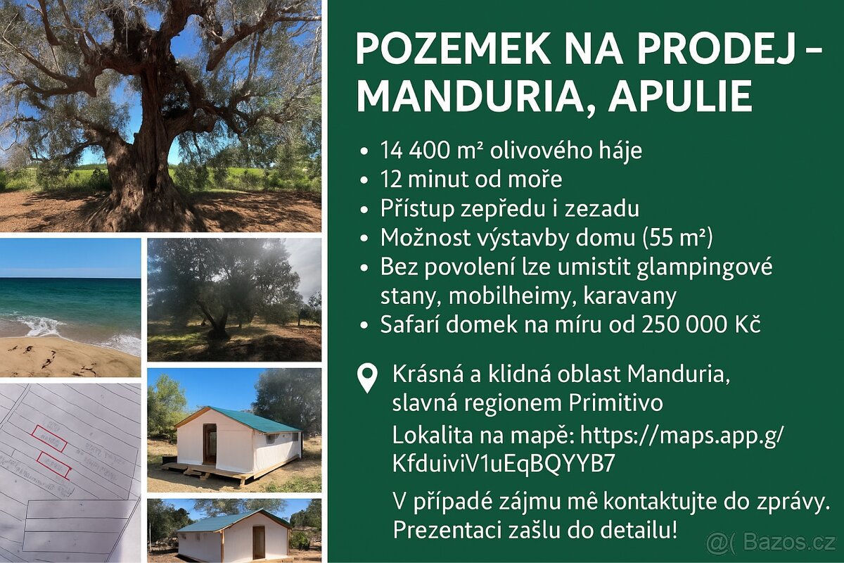 Pozemek u moře 55kč/m2