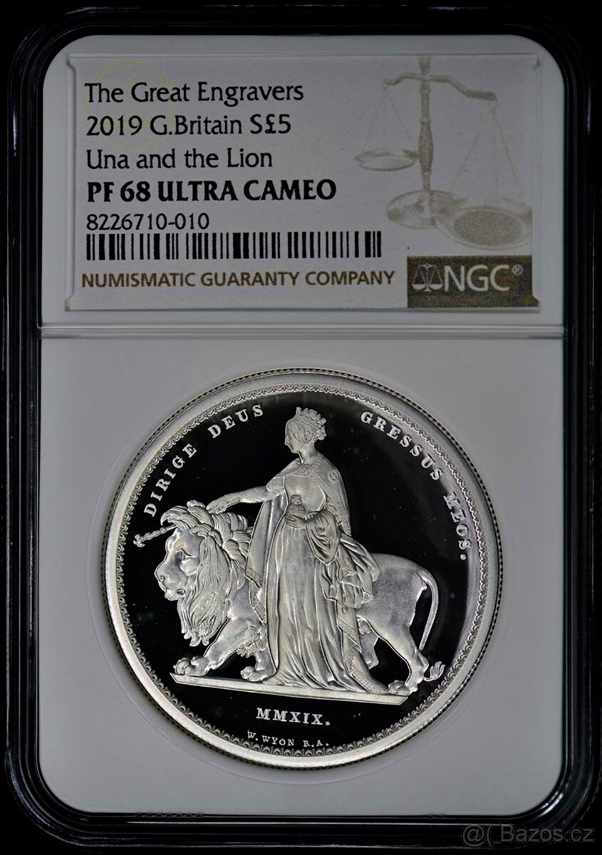 Velká Británie2019 £5 Una and the Lion PF 68 Ultra Cameo NGC