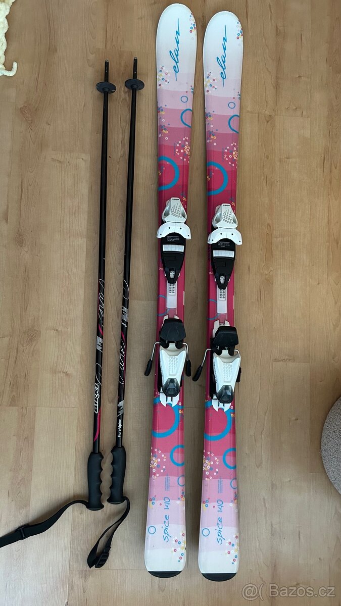 Lyže Elan 140 cm + hůlky