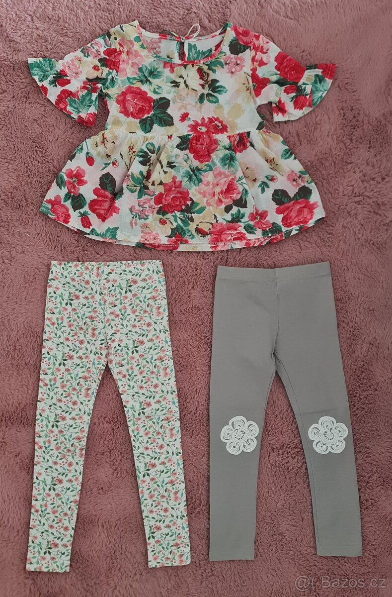 dívčí tunika a dvoje legíny PEPCO vel. 116 + zdarma triko