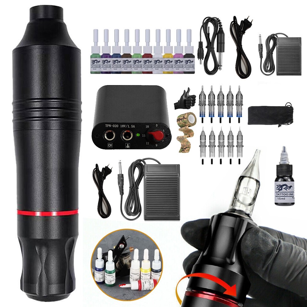 KOMPLETNÍ TETOVACÍ SADA TATTOO SET ROTAČNÍ STROJEK