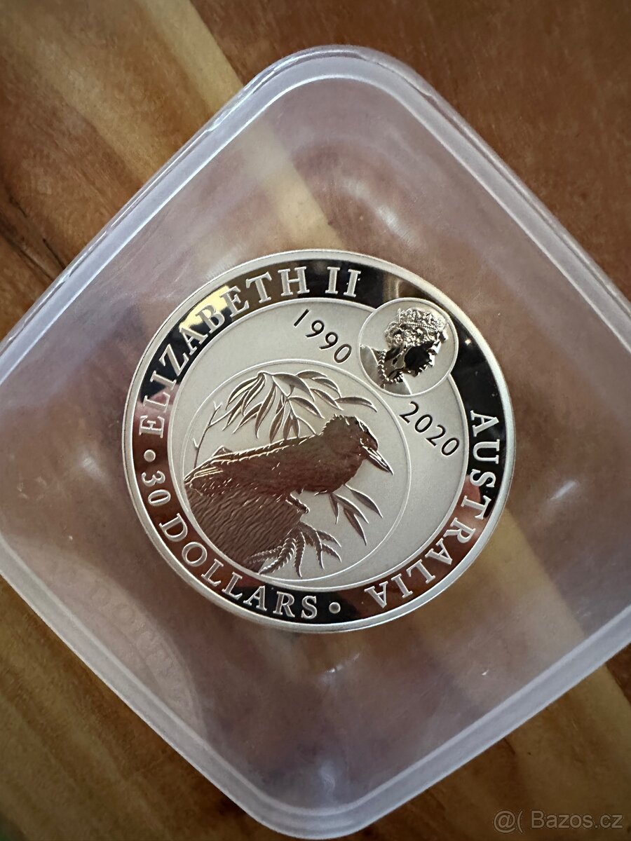 STŘÍBRNÁ MINCE 1 KG AUSTRALIAN KOOKABURRA 30.VÝROČÍ