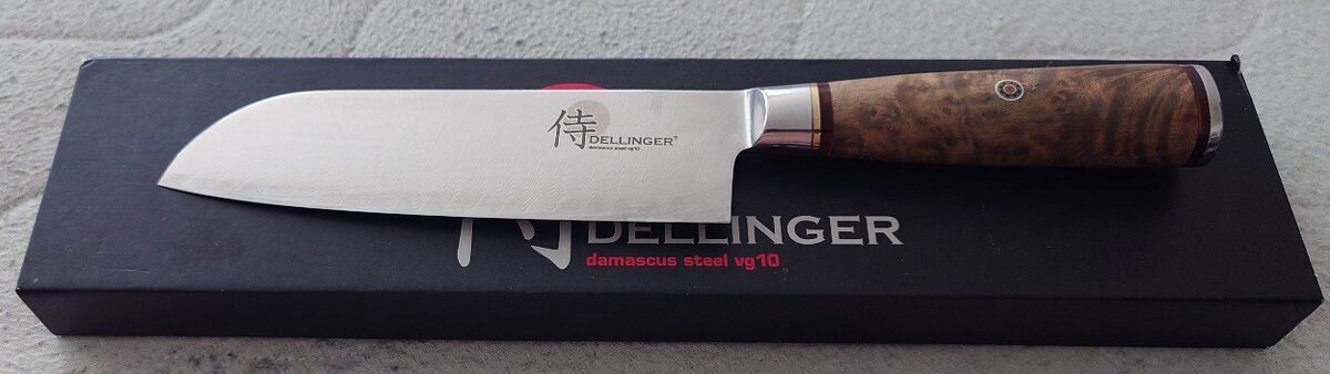 Dellinger Ladder Sapele Santoku nůž 18 cm