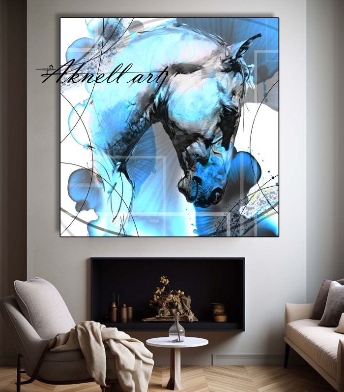 Abstraktní originální obraz - 80 x 80 cm - Blue Horse