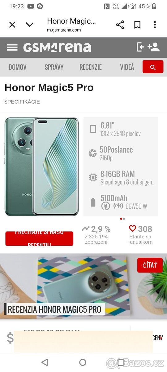 Mám záujem o Honor Magic 5 Pro.
