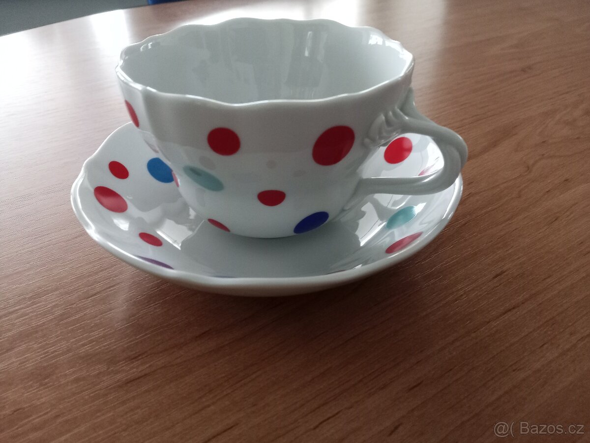 Nová porcelánová sada hrnek s talířkem Originál Bohemia