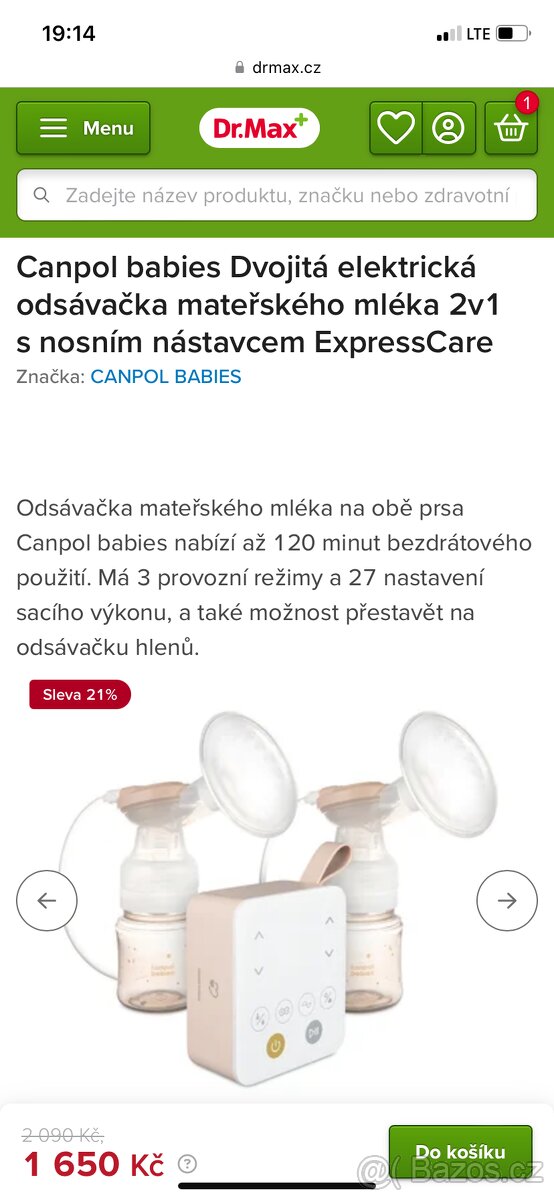 elektrická odsávačka mateřského mléka v zaruce
