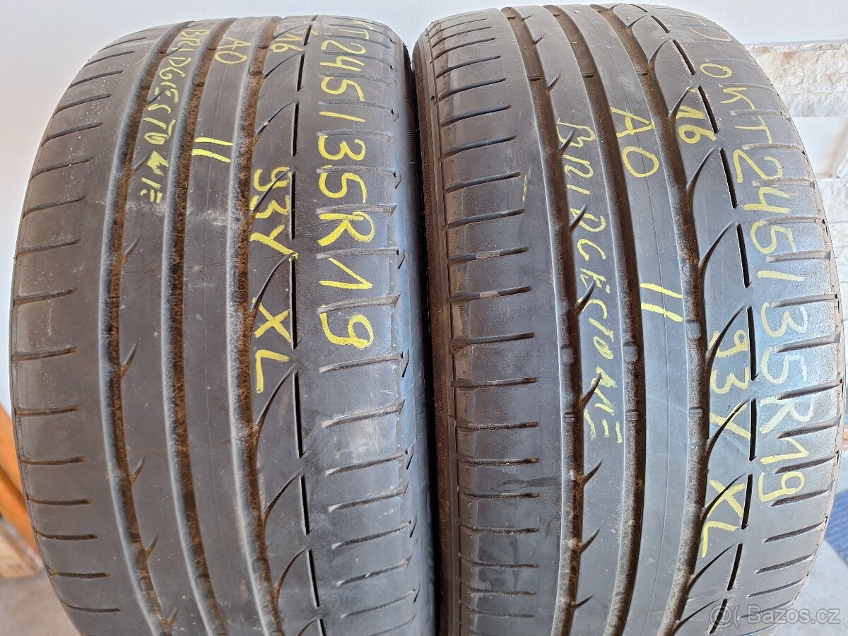 Prodám letní pneu 245/35/19 Bridgestone a Fulda