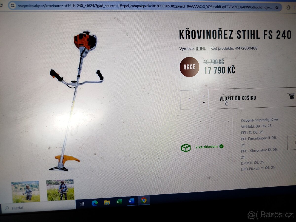 Křovinořez Stihl FS 240, 1.7Kw, zánovní