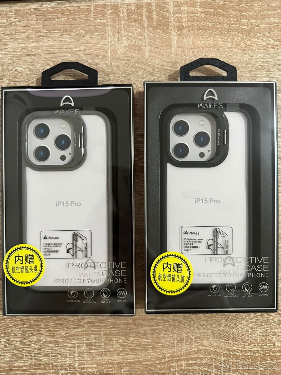 Kryt na iphone 15 pro se stojánkem + sklo na kameru