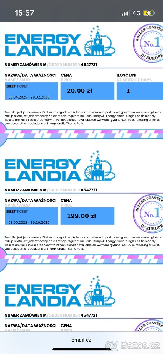 2 VSTUPENKY DO ENERGYLANDIE