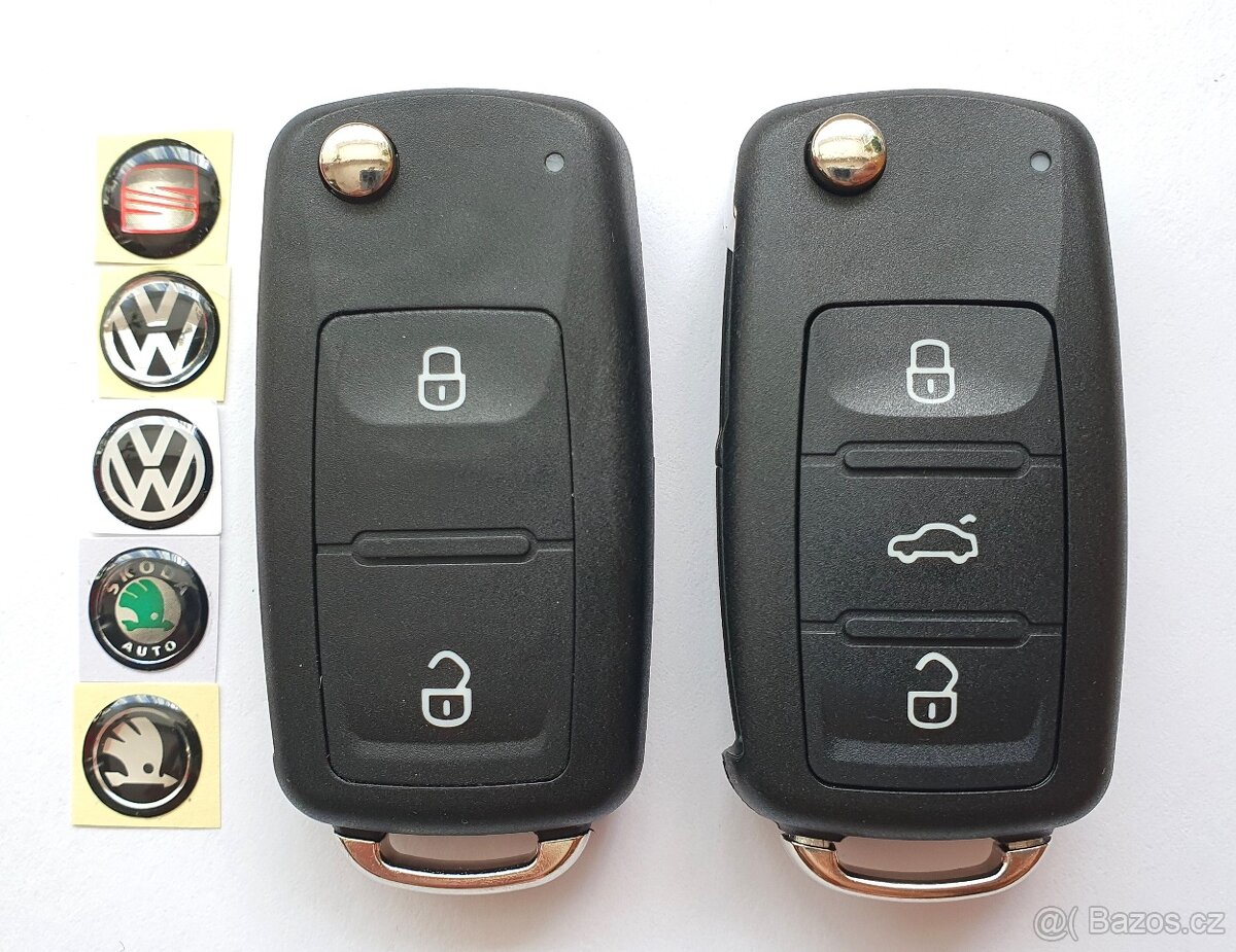 Klíč Volkswagen Škoda Seat 2 / 3 tlačítka.  Cena za 1 kus =