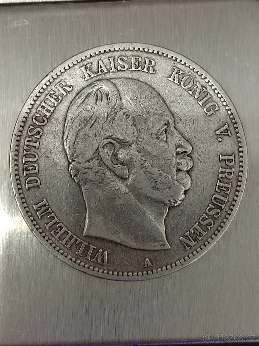5 marek 1876 A, Wilhelm stříbrná.