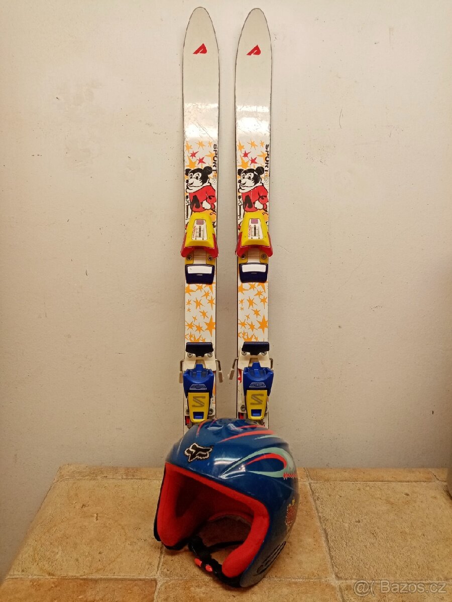 Dětské lyže 90cm a helma