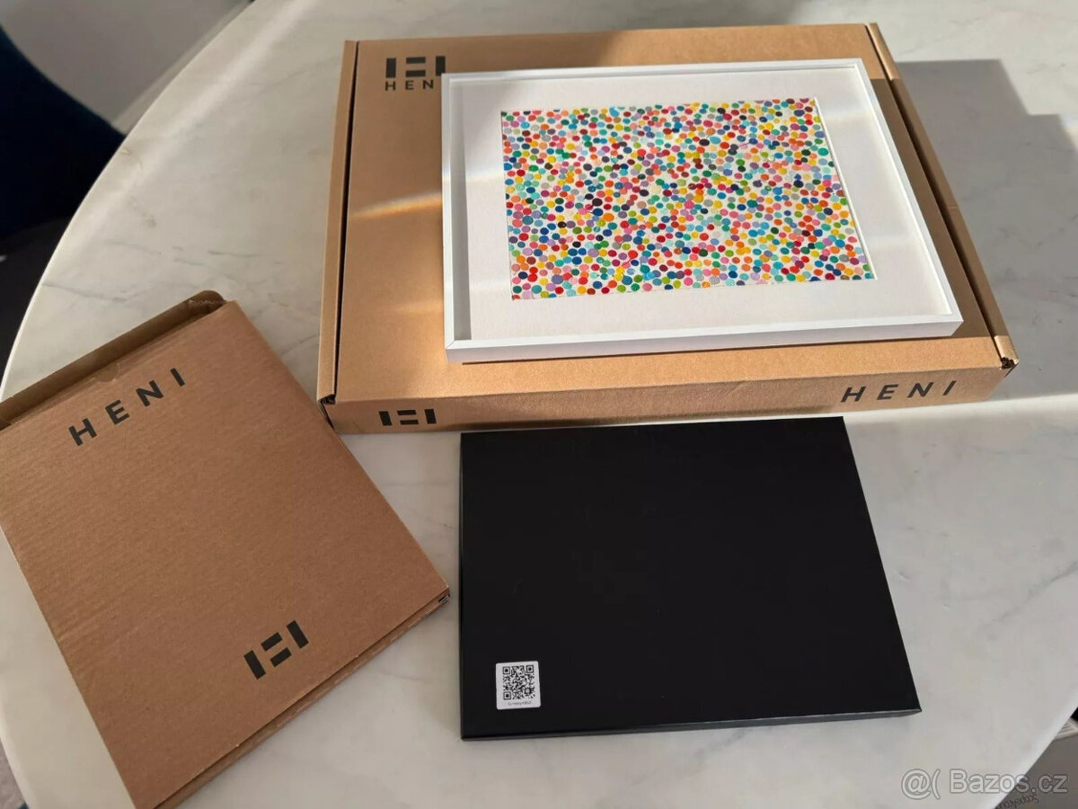 DAMIEN HIRST Měna „Hadi mají rádi Bibbles“ s rámem HENI. Ruč