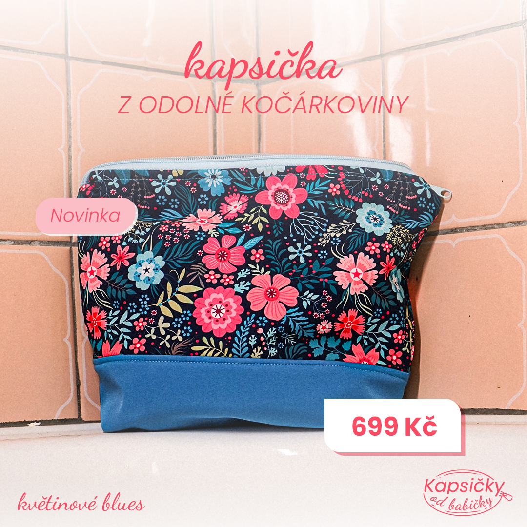 🟣 Kapsička z kočárkoviny – Květinové blues